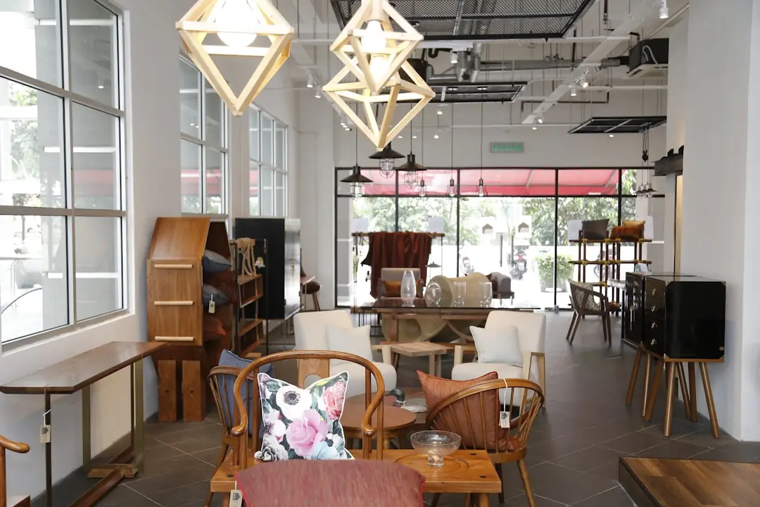 Solid-Wood Beds & Headboards from Bali — wooden furniture showroom interior